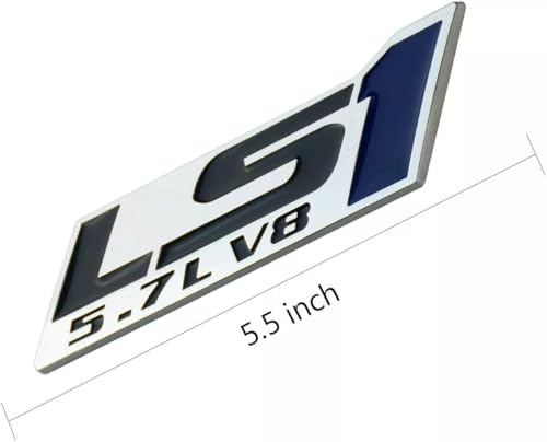 Image of 2pcs LS1 5.7 L V8 Engine Door Trunk Badge 3D Emblem Nameplate Sticker (Silver Blue)