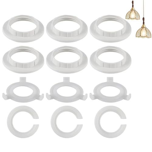 12 Pcs E27 to E14 Lamp Shade Reducer Rings E14 Socket Adapter Screw Collar Converter for Lampshades Durable Lamp Holder Adapter Easy Installation for Home and Office Lighting
