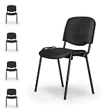 Topsit Besucherstuhl Stapelbar 4er Set Made in Italy – Ergonomischer Konferenzstuhl & Warteraumstuhl, Gepolsterter Designstuhl für Büro, Praxis & Tagung – Anthrazit