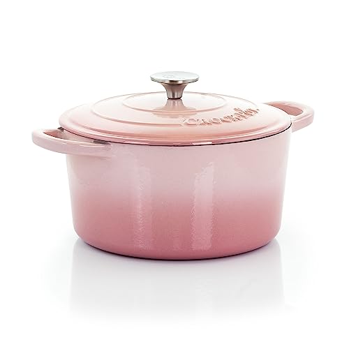 Crock-Pot 124967.02 5 Quarts Artisan Enamled Cast Iron Dutch Oven Blush Pink - 2 Piece