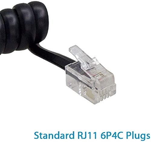 TECH-X-Telephone-Phone-Handset-Cable-CordCoiled-Length-14-to-8-Feet-UncoiledLandline-Phone-Handset-Cable-Cord-Male-to-Male-RJ9RJ10RJ22-4P4C-Pure-Copper-BlackCoiled-PACK-OF-3