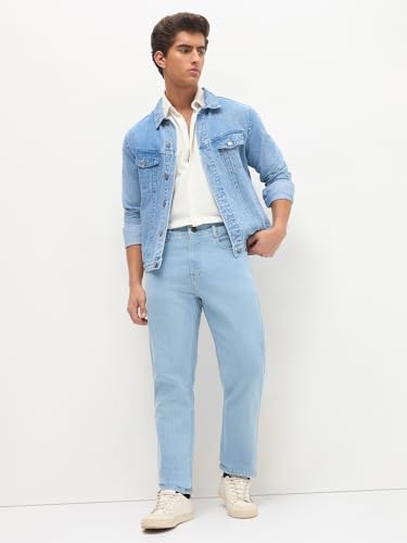 Image of Urbano Fashion Men's Straight Fit Washed Denim Jeans Stretchable