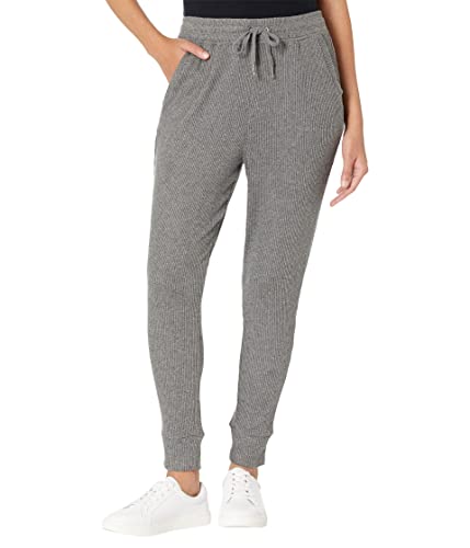 Jogger Hacci Rib Splendid gris anthracite en maille côtelée pour femme