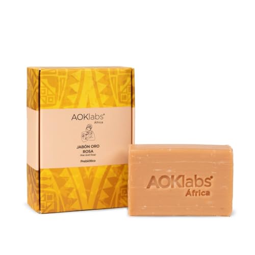 Aoklabs - Jabón Oro Rosa prebiótico que protege de infecciones, pérdida de humedad, irritaciones e inflamaciones gracias a la combinación de ingredientes con propiedades antisépticas 100g.