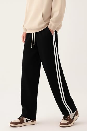 Image of dockstreet Straight Wide fit Long Length Trouser Style Drawstring Trackpant for Men /Trending Sporty Style, Relaxed Casual Pants for Men