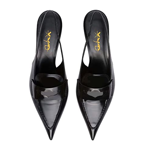 XYD Modern Chic Pointed Toe Sandals Pumps for Women Slingback Low Heels (3CM) Kitten Ladies' Office Event Party Shoes3