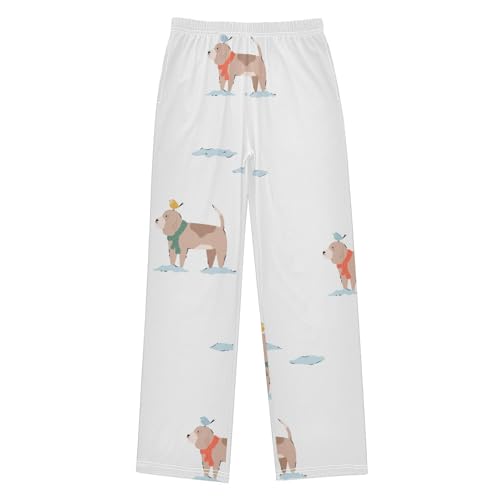 Dog and Bird Boys Pants Boys Athletic Pants Long Pant for Boy with Pockets Wide-Leg Size 6-14Y