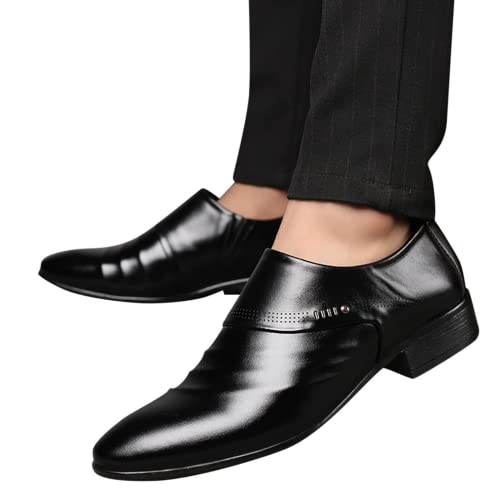 BORAMAX Men's Dress Shoes Slip-On Loafers Formal Wedding Shoes for Men Fashion Metal Strip Decoration Business Leather Shoes2
