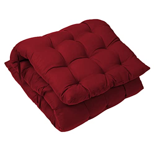 Image of Super Comfy Long Rocking Chair Cushion /Bench Back Seat Pad Cotton Handmade Quilts (Maroon -18 x 50 Inch)