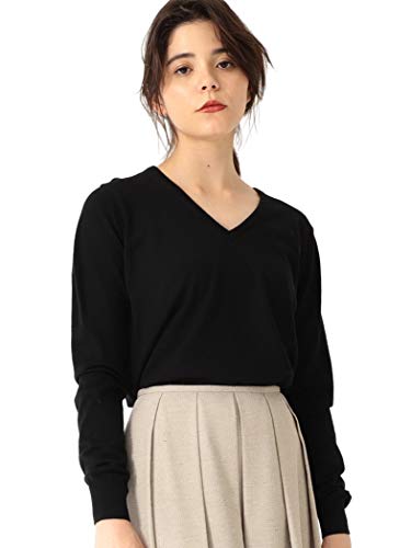 (デミルクスビームス)Demi-Luxe BEAMS ニット セーター SLOANE スローン 別注 30ゲージ メリノウール天竺 Vネックニット レディース ブラック 1