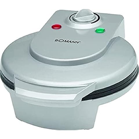 Bomann HA 5017 CB Hörnchenautomat für hauchdünne Waffeln, Backfläche ca. Ø 18 cm, stufenlos regelbarer Bräunungsgrad, inklusive Hörnchenkegel, 1200 Watt, silber Cover