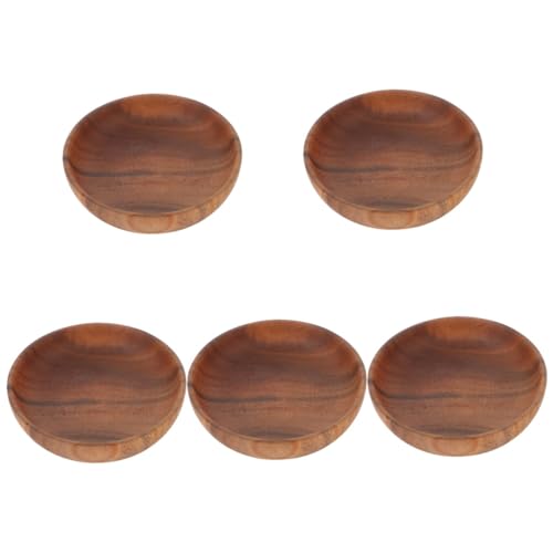 Cabilock 5 Piezas Plato de madera para servir tablero redondo madera tablero madera tabla de madera tablones de madera nimiedad Lámina Platos para servir comida platos de salsa para mojar