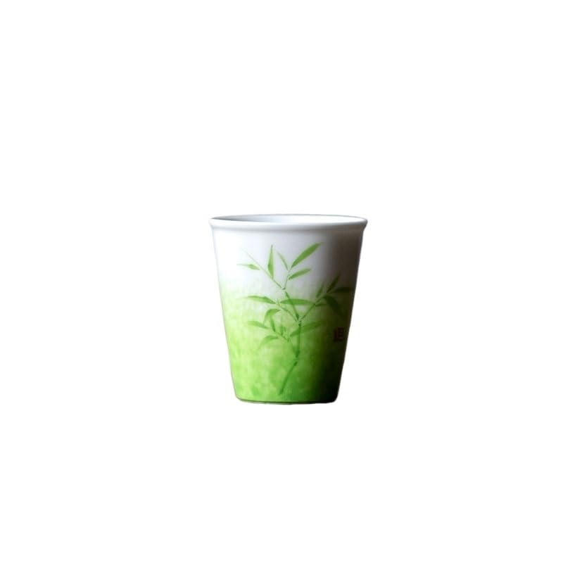 Taza de té de cerámica for el hogar pintada a mano estilo bambú verde