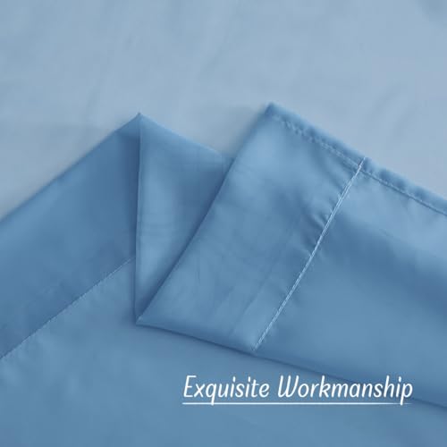 Image of NICETOWN Stone Blue Sheer Curtains 90 Inches Long, Grommet Airy & Lightweight Window Treatments Translucent Elegant Drapes for Living Room /Bedroom, W54 x L90, 2 Panels