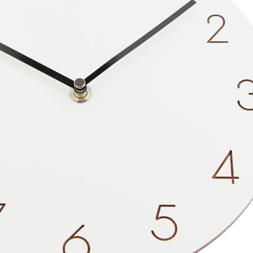 Horloge murale décorative en bois véritable blanc avec mécanisme haut de gamme