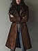 utcoco Womens Long Suede Trench Coat Single Breasted Leather Trench Overcoat with Pocket (Medium, Dark Brown)