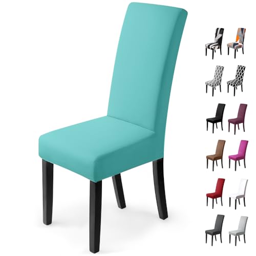 Balladhome Fundas Para Sillas Pack De 4 Fundas Sillas Comedor Fundas Elásticas, Cubiertas Para Sillas,Bielástico Extraíble Funda, Muy Fácil De Limpiar, Duradera Paquete De 4, Azul Pavo Real