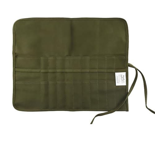 Pufguy Green Canvas Paint Brush Holder Roll-up Case Bag 22 Slots Pockets Carry Pouch Artist Brush Storage Organizer 16.54 L x 12.99 W