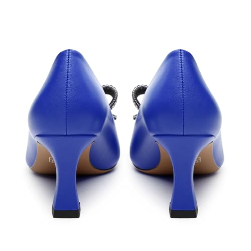 Image of Heels for Women Closed Patent Pointed Toe Bow Pumps Slip on Kitten Low Heels Wedding Party Dress Office Shoes 2.5Inch