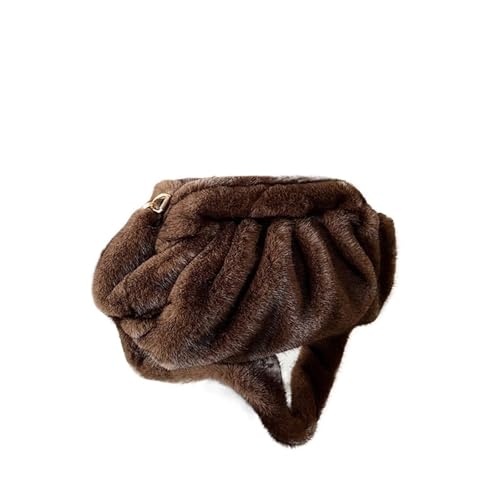 Image of ZUGLQYSX Pleated Cloud Bag Soft Faux Fur Handbag Popular Underarm Crossbody Comfortable Women's Shoulder Bags for Work Travel(Brown)