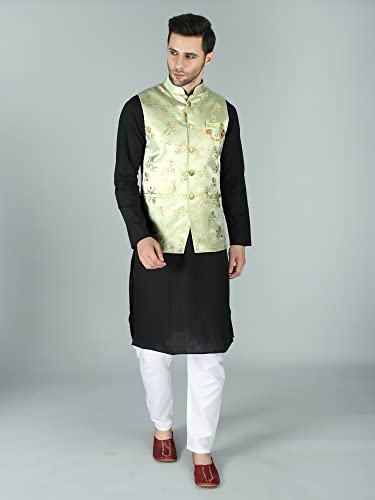 Image of Exotic India Ethnic Wear Floral Brocade Nehru Jacket Waist Coat