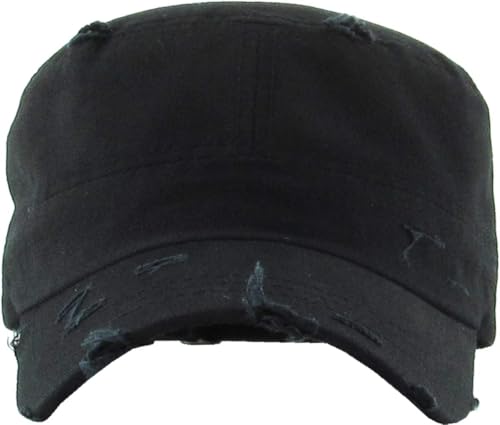 Image of Vintage Distressed Cadet Army Cap Basic Everyday Military Style Hat