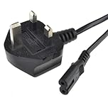 kenable Figure 8 Power Cable UK Plug to C7 Lead for LED or Smart TV Black 3m [3 metres]