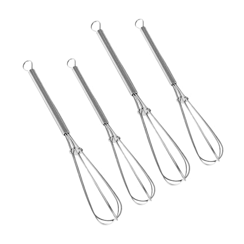 Baluue 4個 ステンレス製手動泡立て器 人間工学ハンドルで持ちやすく滑りにくい 卵 クリーム 生地用多機能ワイヤーホイッパー 家用再利用