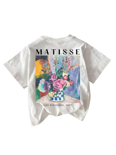 Image of RoseSeek Women's Graphic Letter Tee Crew Neck Trendy Summer Vintage T Shirt