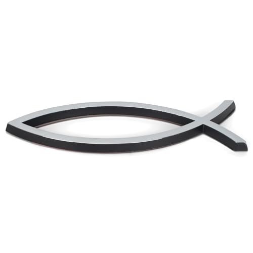 Image of Dicksons, Small Silver Chrome Christian Jesus Fish Symbol, for Car, Vehicle, Truck, Van, Super Adhesive, All Weather, Inspirational Bumper, Easy Peel and Stick Auto Emblem, 2 - Piece Pack