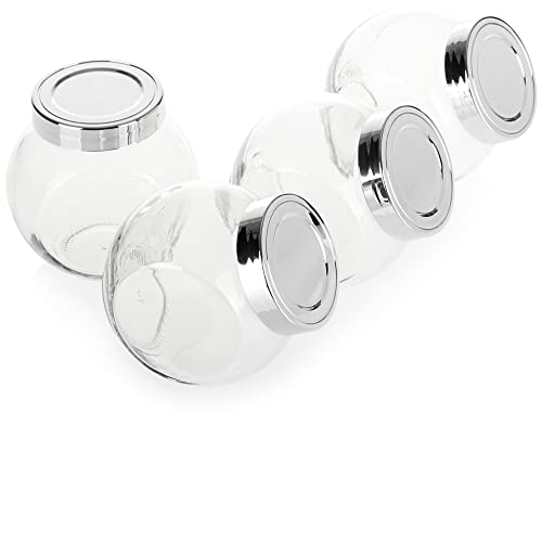 COM-FOUR® 4 tarros de almacenamiento con tapa - tarro de almacenamiento para café, té, muesli, pastel - tarro con tapa de rosca para piezas pequeñas (Frasco de almacenamiento de 4 piezas con tapa)