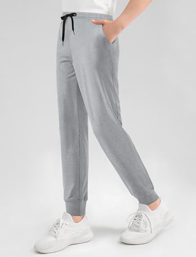 VOGRYE 3 Pack: Girls' Dry-Fit Jogger Sweatpants Soft Active Athletic Kids Joggers with Pockets & Drawstring3