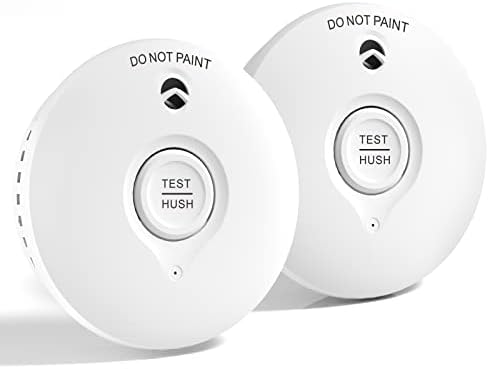 White 10-year battery Photoelectric Smoke Alarm Easy installation Smoke Detector with Silence Button Conforms to EN14604 Standard 2 Pack
