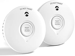 White 10-year battery Photoelectric Smoke Alarm Easy installation Smoke Detector with Silence Button Conforms to EN14604 Standard 2 Pack