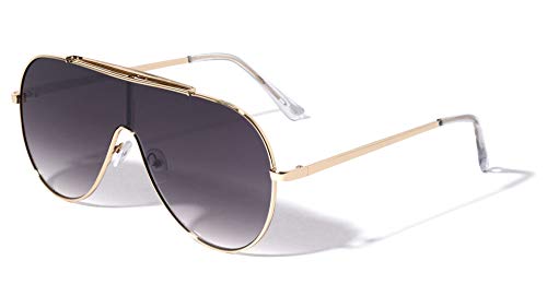 Seattle Flat Top Round Shield One Piece Aviator Sunglasses M10782