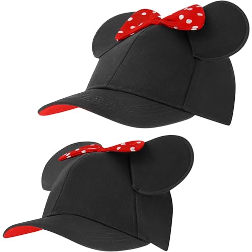ABG Accessories Girls' Minnie Mouse Ears Hat, Set of 2 for Mommy 2-4 Or Adult and Size 4-7