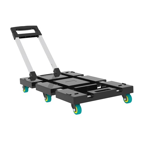 SmartEdge Folding Hand Truck 330LB, Portable Dolly Cart with 6 Wheels, Collapsible Luggage Cart with Telescoping Handle, 25.6