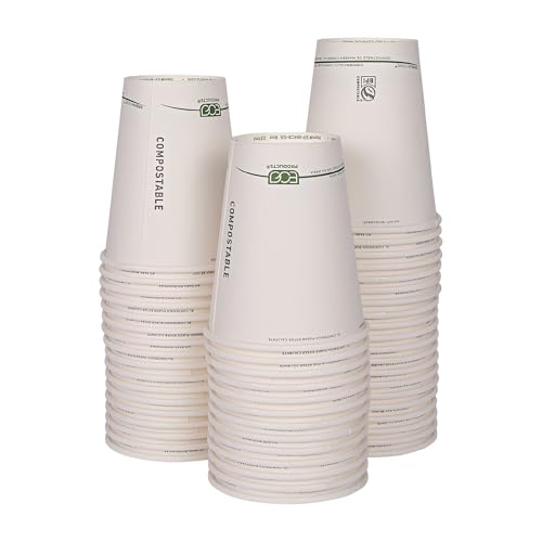 ECO PRODUCTS Compostable Disposable GreenStripe 8oz Coffee Cups, ...