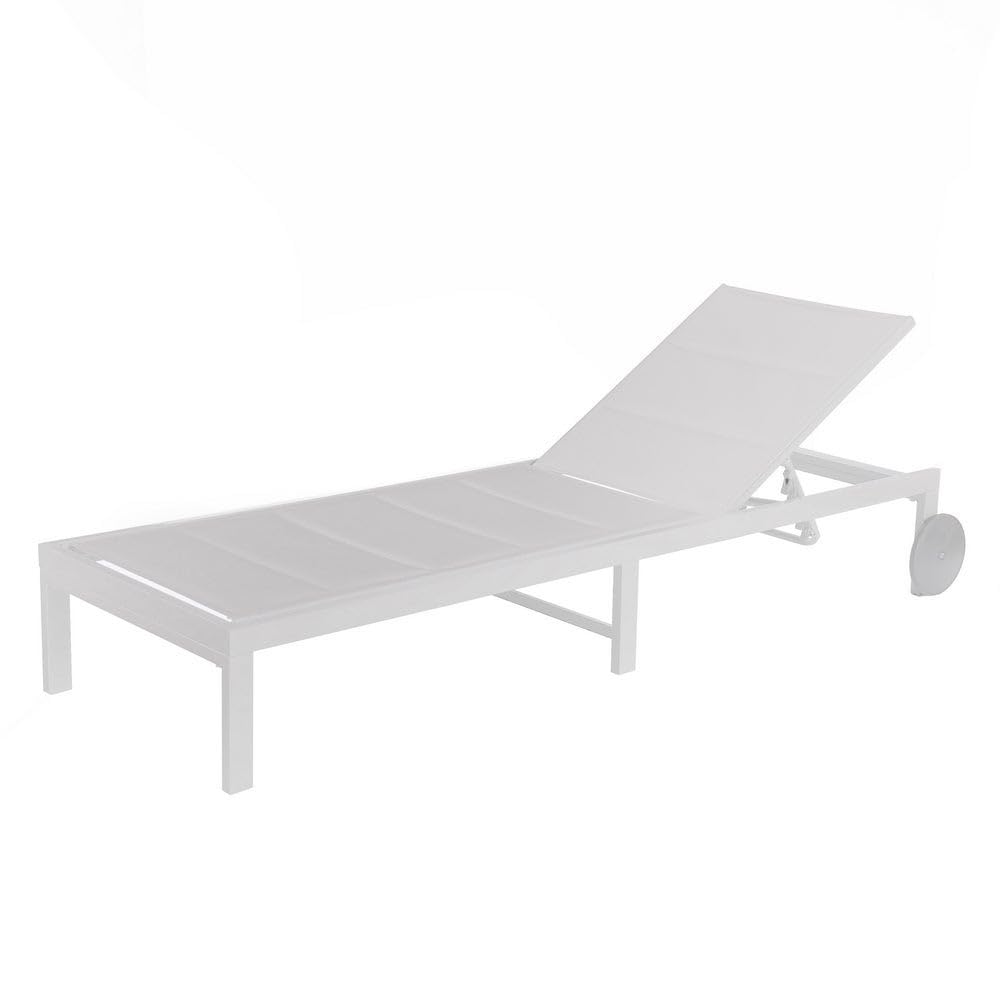 LOLAhome - Tumbona de Jardín y Exterior Zulima de Aluminio Blanca Reclinable con Ruedas de 200x73 cm