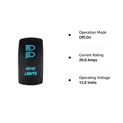 Bright Light Powersports - Laser Rocker Switch - Headlights - Universal Off/On/On - 3 Position -12 Volt (Blue) #TOP6