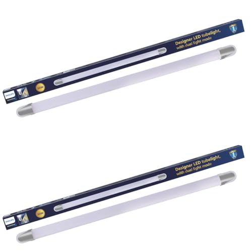 Image of Philips Gleam Glow 30W LED Batten Light WW + CDL | 2-in-1 Switchable Warm White & Cool Day Light | High Brightness Energy Efficient LED Tube | Slim Design for Home & Office | Pack of 2