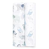 aden + anais Swaddle Blanket, Boutique Muslin Blankets for Girls & Boys, Baby Receiving Swaddles, Ideal Newborn & Infant Swaddling Set, Perfect Shower Gifts, 2 Pack, Time to Dream