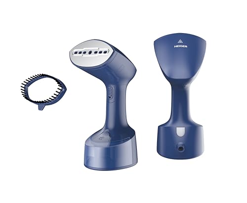 Image of Russell Hobbs 1500W Foldable Handheld Garment Steamer | Quick Heat-Up in 25s, 24g Constant Steam Output with Lock Button | Brush Attachment & 99.9% Bacteria Removal | RGS1500HANDYF (Blue)