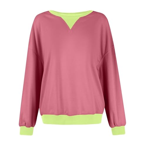 Teen Girls Oversized Pullover Sweatshirt Kids Long Sleeve Casual Shirts Aesthetic Color Block Soft Comfy Fall Trendy Clothes