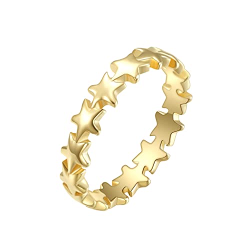 Unisex Stainless Steel 3.5MM Personality Simple Thin Stars Stackable Pinky Ring Wedding Band - Main Image