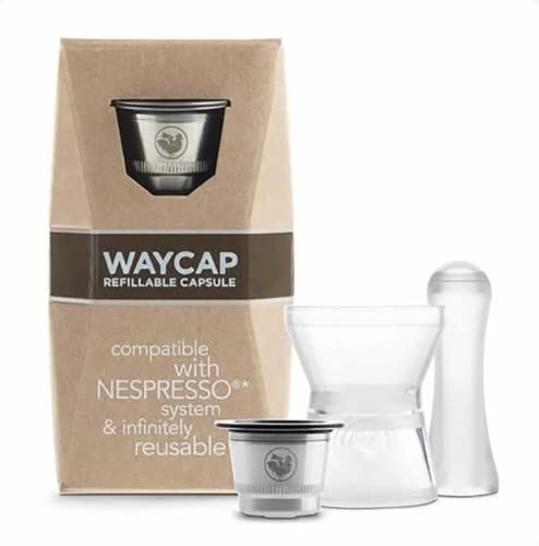 WAYCAP Refillable White Stainless Steel Nespresso Compatible...