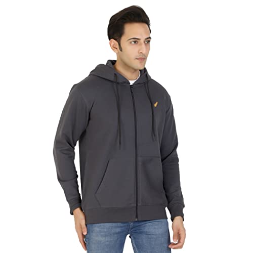 Image of D-GREEN Sweatshirt for Men Stylish Hoodie with Zipper and Full Sleeves Winter Wear