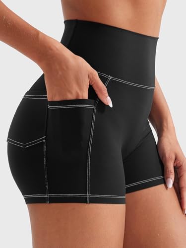 YEOREO CoreFlex Women Workout Shorts with Cargo Pockets Hidden Scrunch Butt Lifting Denim-Look Gym Shorts2