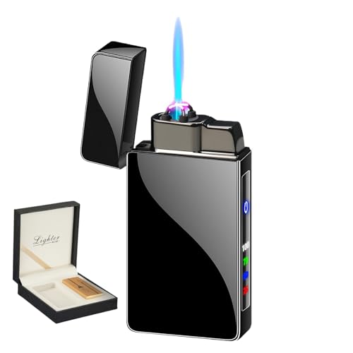 2-in-1 Dual Arc Jet Torch Lighter Windproof Electric Plasma Lighter with LED Battery Indicator USB Rechargeable & Refillable Butane Present Packaging (Gas Not Included)