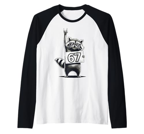 Retro Raccoon 67 Shirts Rock Music Men Kids Women Funny Raglan Baseball Tee